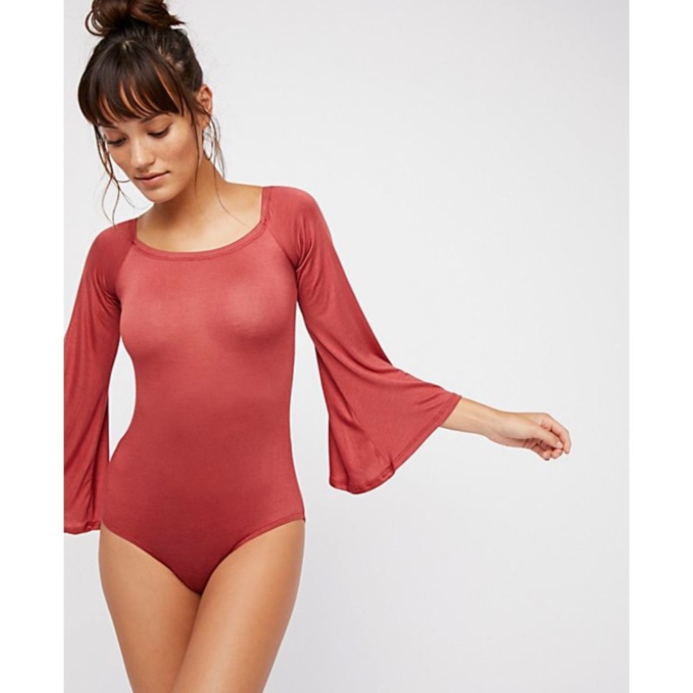Bell Sleeve Bodysuit (Dusty Maroon)